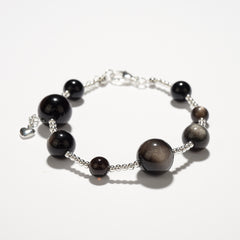 Silver Obsidian Shield Bracelet